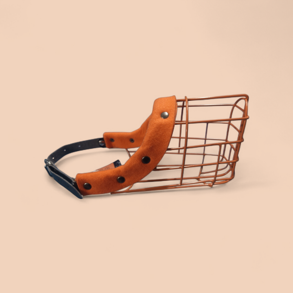 pulverbeschichteter Drahtmaulkorb orange